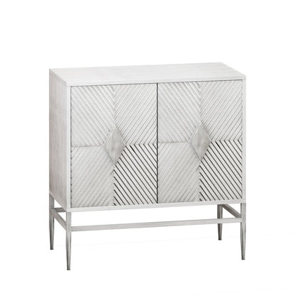 31.50 Modern 2 Door Wooden Storage Cabinet Accent Cabinet with Metal Leg Featuring Two Tier Storage, for Living Room, Entryway and Dining Room