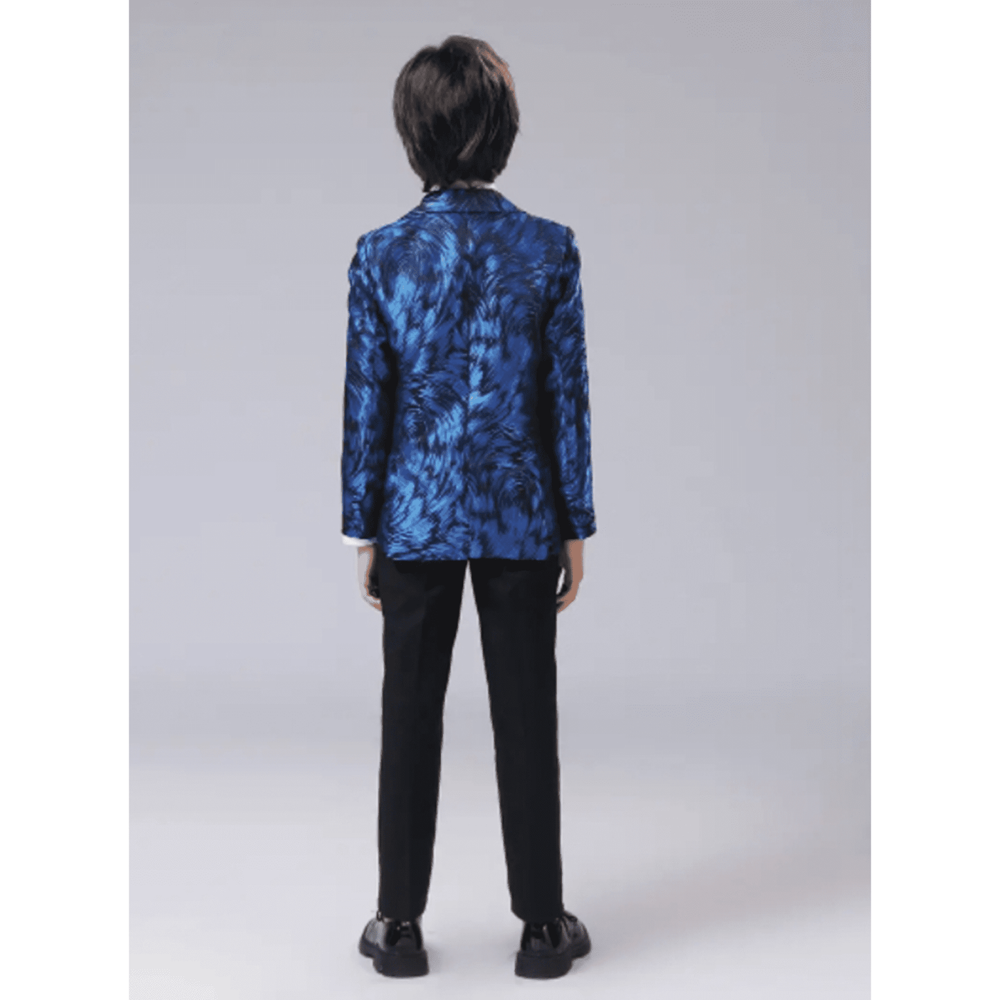 Wehilion Boy's suits Fashion Gentleman 4pcs Suit Set , Feather Pattern Coat, Formal Wear For Speech Performance Birthday Party, Kid's Clothes For Spring Fall Winter