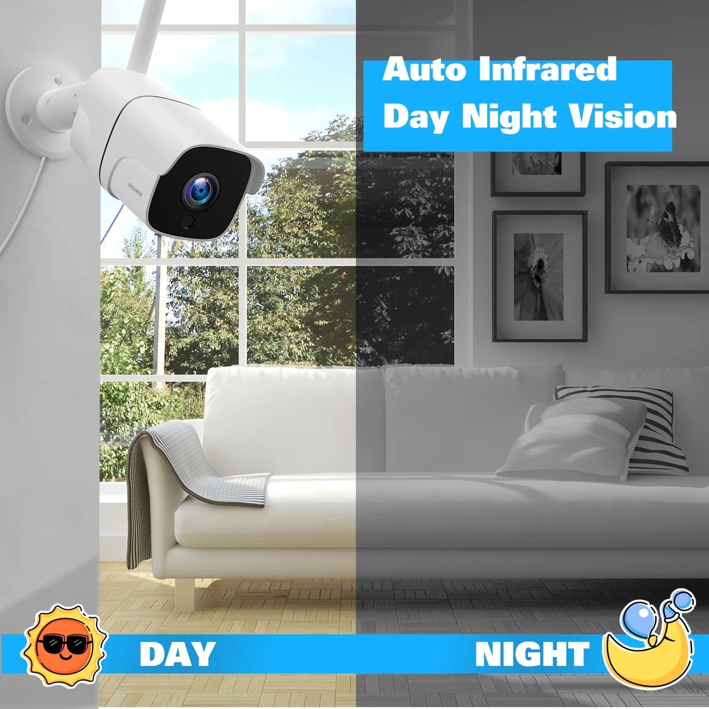 Toguard 1080P Wired Security Camera System with 3TB Hard Drive 12.1" Monitor 8CH NVR IP66 Waterproof