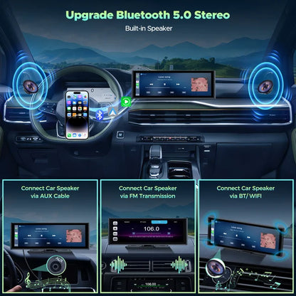 Lamtto Wireless Carplay &Android Auto with 4K Dash cam,9.26 Inch Protable Carplay Screen for Car,1080P Backup Camera, Digital Media Receivers with Voice Control/Bluetooth/G-Sensor/GPS/Mirror Link