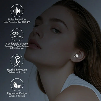 Ear Plugs for Sleeping Noise Cancelling, 35dB Silicone Earplugs, Ultra Comfy Reusable Noise-Reducing Earbud for Sleep, Deep Focus, Travel, Everyday Noise Relief with 4 Eartips and Carrying Case,Black