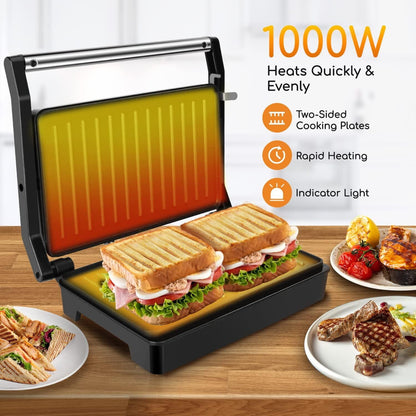 Panini Press Sandwich Maker, Electric Indoor Grill with Floating Lid