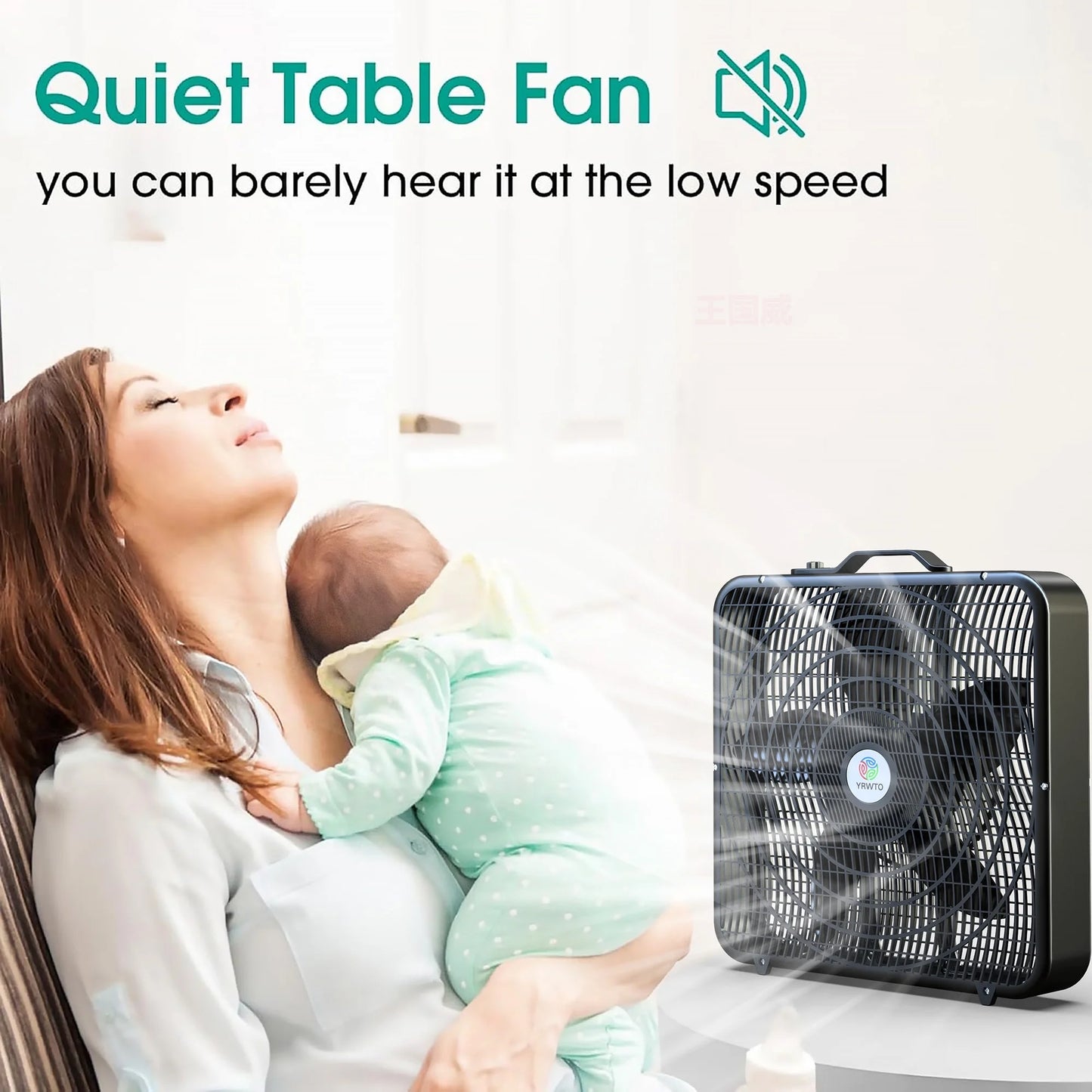 20 Inch Quiet Box Fan – 3 Speed Settings, Powerful Cooling, Whisper-Quiet Operationove, Compact & Portable Cooling Solution!