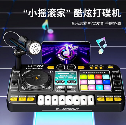 JUGAAD LIFE DJ Mixer for Kids with Microphone&Bluetooth, Light up DJ Turntable with 12 MIDI, Piano Musical Instruments Toys for Boys Girls 3 6 years Birthday Christmas Gift for 4 5 6 7+ Black