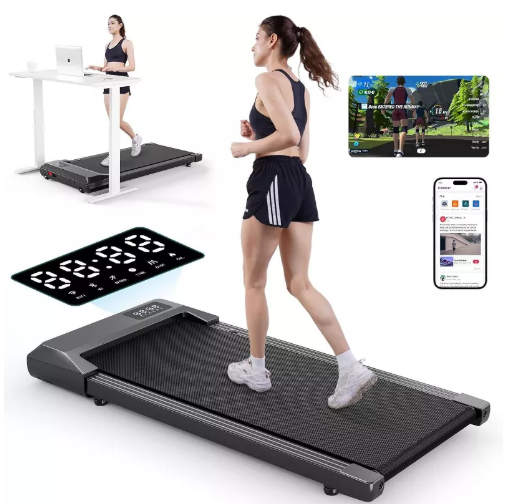 Deerrun Walking Pad Treadmill, 2.2HorsPower 80Cm Belt Long Treadmills for Home, 2 in 1 Portable Under Desk Treadmill