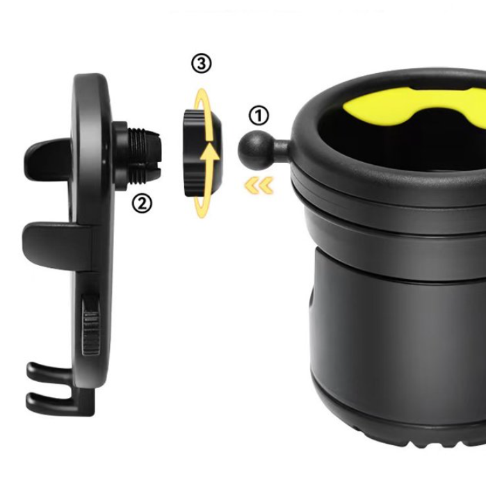 3-in-1 Walker Cup Holder with Phone Holder, Wheelchair Cup Holder, Rollator Cup Holder, Cup Phone Holder for Walker, Wheelchair, Rollator, Mobility Scooter, Black