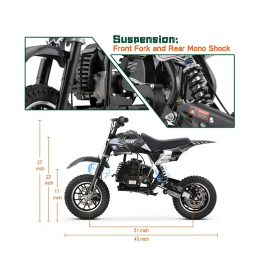 Sunderwell DB1 Gasoline 50CC Dirt Bike, BLACK