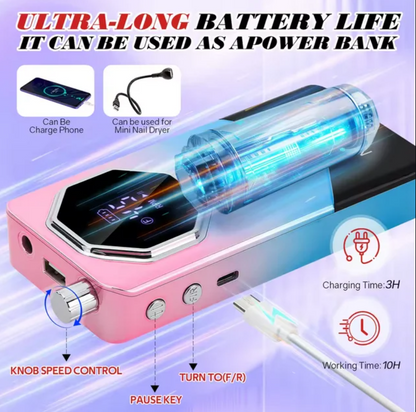 FETERVIC Professional Nail Drill Kit 45000 RPM, Rechargeable Electric Nail File , Cordless E File Machine with LCD Display  24 Drill Bits for Acrylic, Gel Nails  Cuticle Care