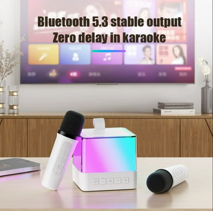 AHANSI Karaoke Machine for Kids Adults,Portable Bluetooth Speaker with 2 Mics Easter Birthday Gifts Toys for Girls Boy (Black）