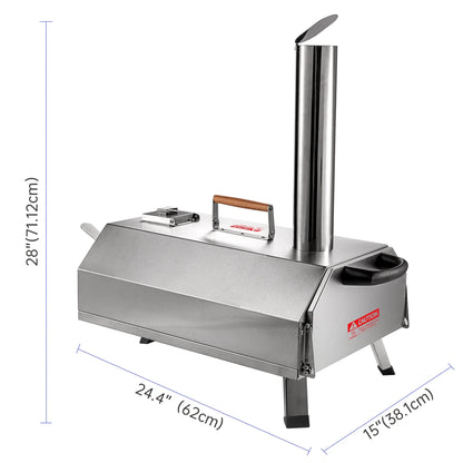 Segmart 12" Wood Fired Pellet Outdoor Pizza Oven with Built-in Thermometer,Portable Stainless Steel Countertop Pizza Maker for Backyard, Outside Camping and Picnics