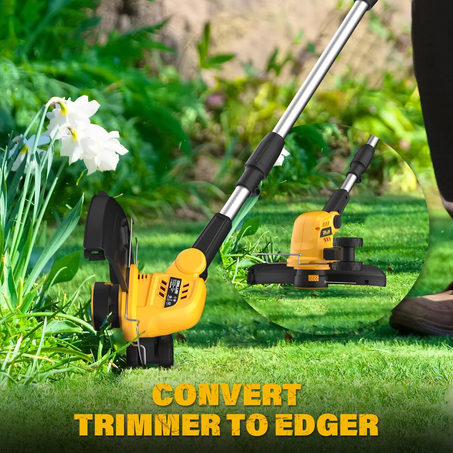 ZEGJAW 10 Inch 2-in-1 Weed Wacker and Cordless Leaf Blower Combo Kit, 12 Inch String Trimmer Lawn Edger, 2x2.0Ah Batteries & Charger Included