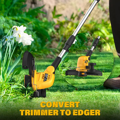 ZEGJAW 10 Inch 2-in-1 Weed Wacker and Cordless Leaf Blower Combo Kit, 12 Inch String Trimmer Lawn Edger, 2x2.0Ah Batteries & Charger Included