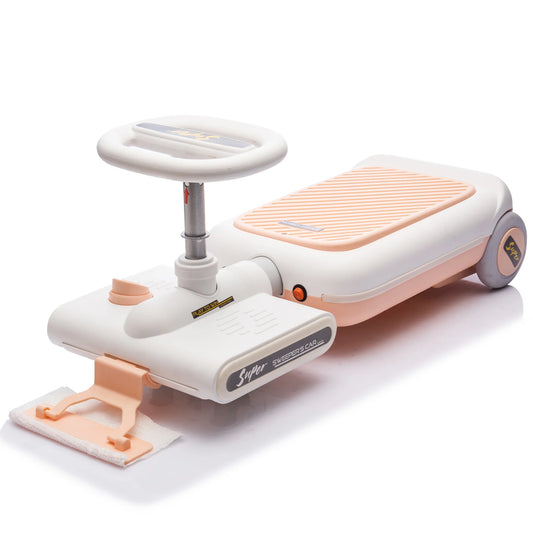 12V Cleaning Go Kart for Kids, Ride On Toys with Cleaning Mop, Kids Clean Cars, Length Can Extended, Kids' Electric Vehicles with Music/Lighting, Kids Toys for Girls Boys Ages 3-6 Years Old, Pink