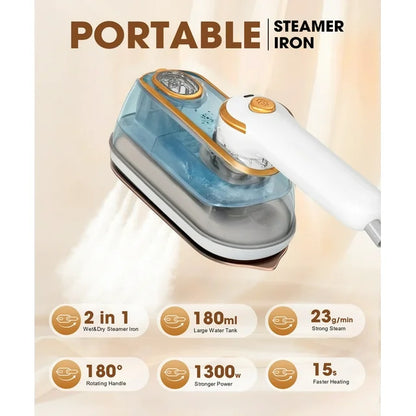 LOHEER Travel Steamer for Clothes, 1300W Portable Steam Iron, 15s Fast Heat-up, Clothes Steamer