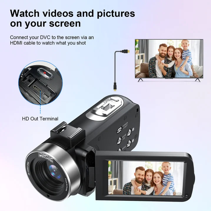 TOPVISION 4K UHD Video Camera Camcorder, 18X Zoom, 48MP, Black