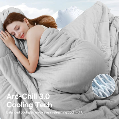 Aship Cooling Comforter Queen Size, Double Sided Cooling Blanket for Hot Sleepers, Q-Max 0.45, Arc-Chill Cooling Fabric, Lightweight Breathable Summer Comforter 79*87 in