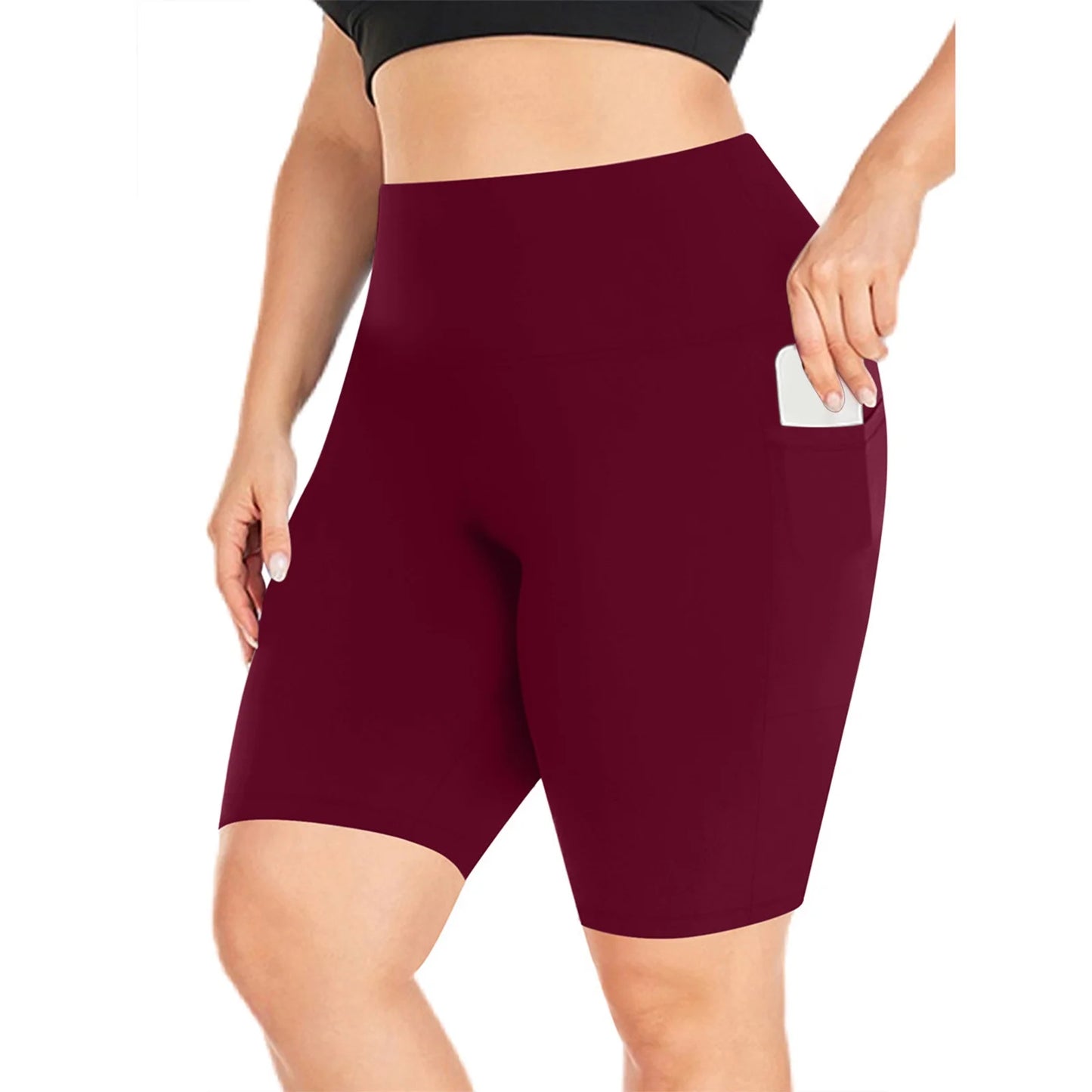 Kaemgyyd Plus Size Shorts for Women with Pockets High Waist Seamless Biker Shorts Women Lounge Running Workout Yoga Leggings Shorts