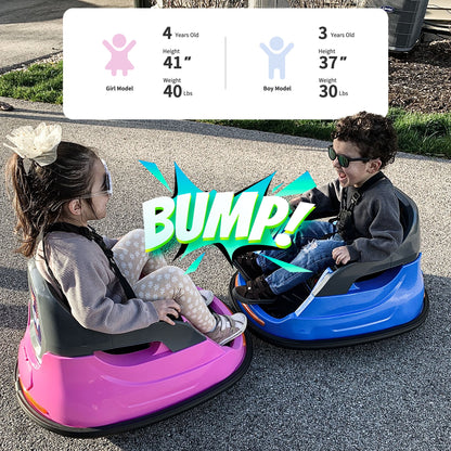 Hikiddo Electric Bumper Car for Kids, 12V Bumper Car Ride on Toys for Toddlers Aged 1.5-5 with Remote, Bluetooth - Blue