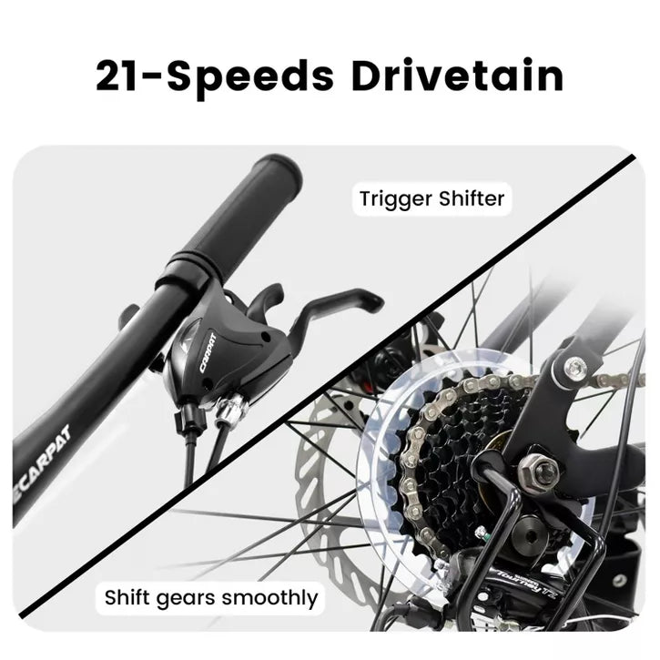 BestParts 27.5 Inch Mountain Bike for Adults Teens, Full Suspension MTB Bicycle with 21-Speed Gear & Disc Brakes, Trail Fitness Riding, Gray