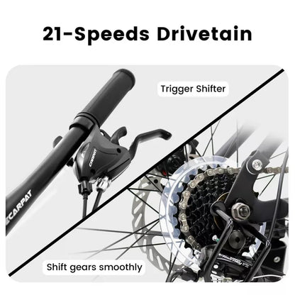 BestParts 27.5 Inch Mountain Bike for Adults Teens, Full Suspension MTB Bicycle with 21-Speed Gear & Disc Brakes, Trail Fitness Riding, Gray