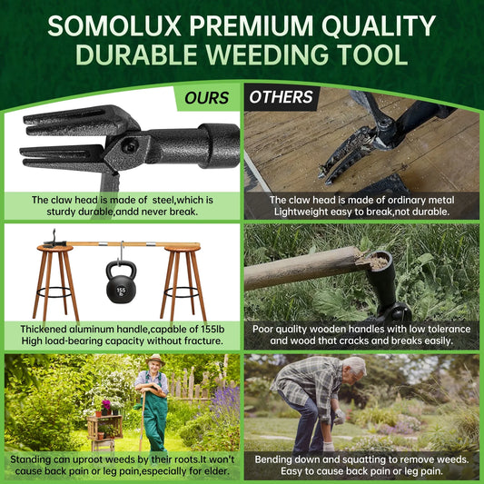 Sentryse Weed Puller Tool Stand up Weeder  Root Puller with Long Handle, 40 Inches, 4 Claw Head Design, No Bending/Kneeling