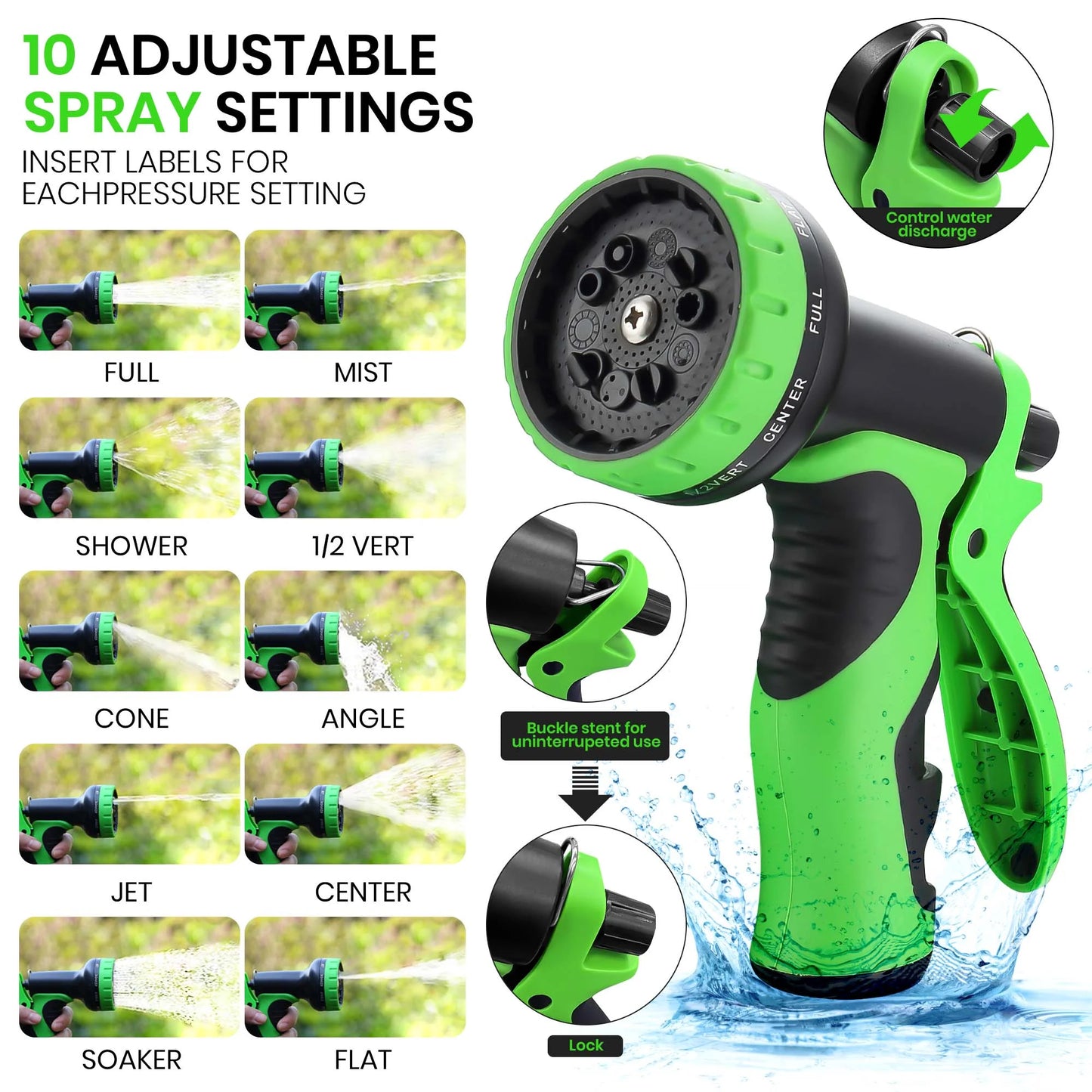 GVDV 100ft Garden Hose, Expandable Water Hose with 10 Function Spray Nozzle, Leak-Proof, No-Kink