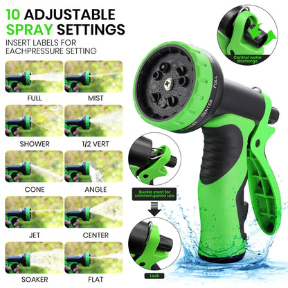 GVDV 100ft Garden Hose, Expandable Water Hose with 10 Function Spray Nozzle, Leak-Proof, No-Kink