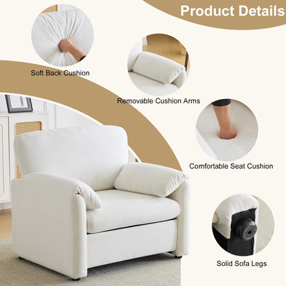 Ktaxon Oversized Accent Chair Chenille Armchair Upholstered Reading Chair Comfy Single sofa for Bedroom, Office, Apartment, Dorm Off White