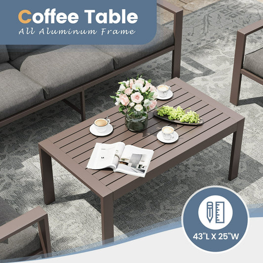 UDPATIO Aluminum Patio Furniture Set, Contemporary Outdoor Couch Set, Aluminum Patio Conversation Set, Gray