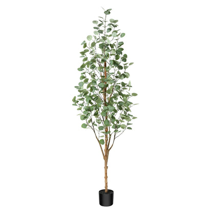 6 ft Artificial Eucalyptus Plants in Pot with Realistic Leaves and Natural Wood Trunk, Faux Tree