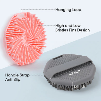 Okaka Silicone Body Scrubber Exfoliating Shower Bath Brush 2 Pack (Grey & Pink)