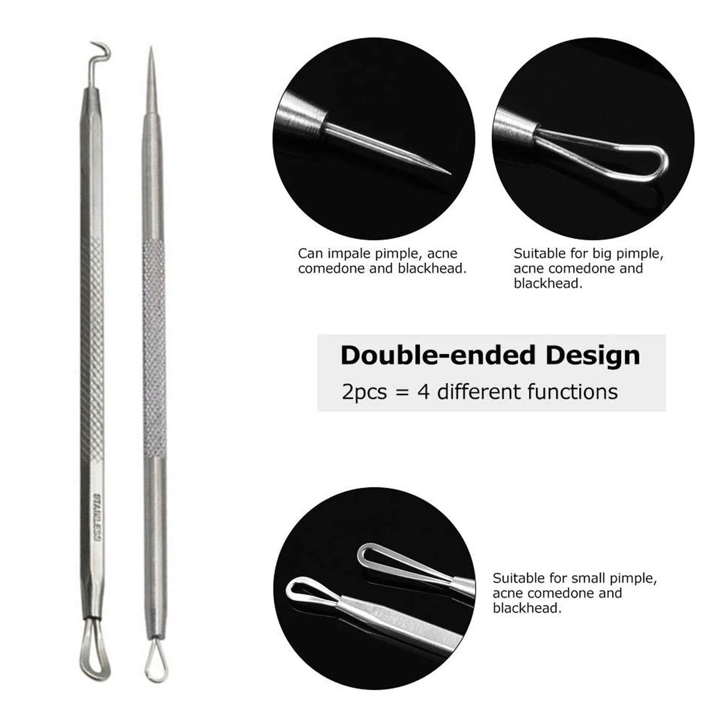 Blackhead Removers Comedone Pimple Popper Tool Acne Extractors Blemish Remover Ingrown Hair Tweezers Removal Kit Whitehead Remover Zit Treatment Skincare Tools for Face Nose, 8-in-1