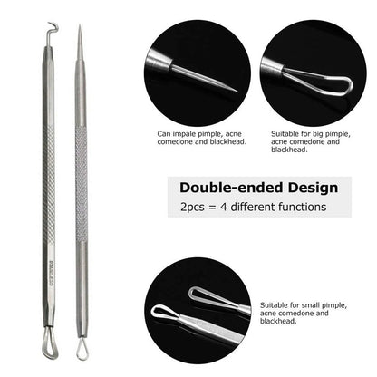 Blackhead Removers Comedone Pimple Popper Tool Acne Extractors Blemish Remover Ingrown Hair Tweezers Removal Kit Whitehead Remover Zit Treatment Skincare Tools for Face Nose, 8-in-1