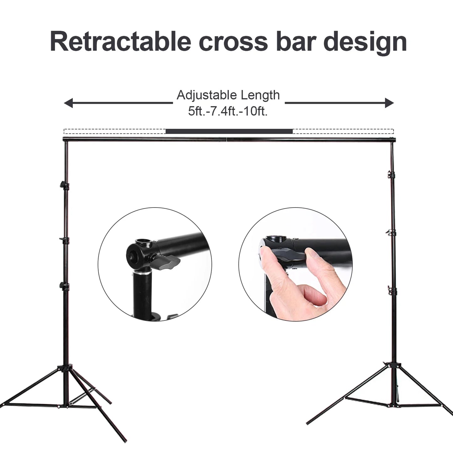 10ft Adjustable Background Support Stand Photography Video Studio Backdrop Kit with Carry Bag,4 Backdrop Clamps