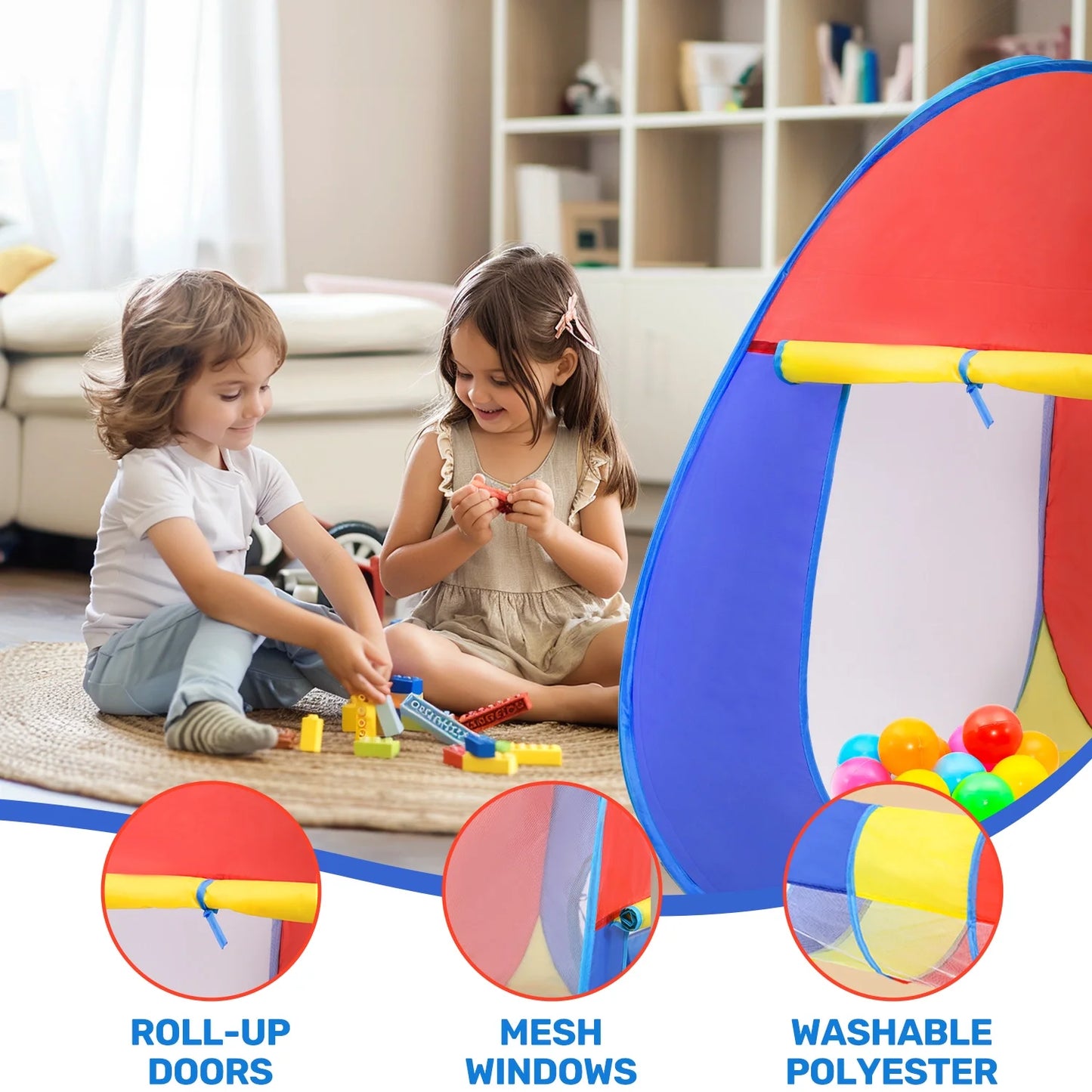 JoyStone Kids Play Tent Jungle Gym, Pop Up Tents & Play Tunnel for Toddlers, Best Birthday Gift for Boys & Girls, Collapsible Children Play Tent Toy Indoor and Outdoor Games