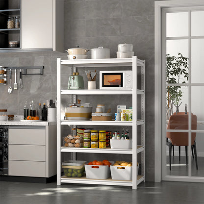 Prilinex Garage Storage Shelves 5 Tier 28"W x 12"D x 60"H Metal Adjustable Shelf Units Heavy Duty Storage Racks for Kitchen Closet, White
