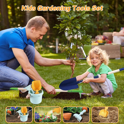 Kids Gardening Tools Set, 12pcs Outdoor Garden Toys with Wheelbarrow, Shovel, Rake, Leaf Rake, Gloves, Yard Beach Digging Pretend Toys for Boys Girls Age 3+
