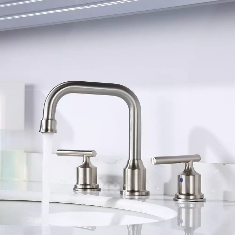 WOWOW 8 in. Widespread Double Handle Bathroom Faucet with Drain Kit