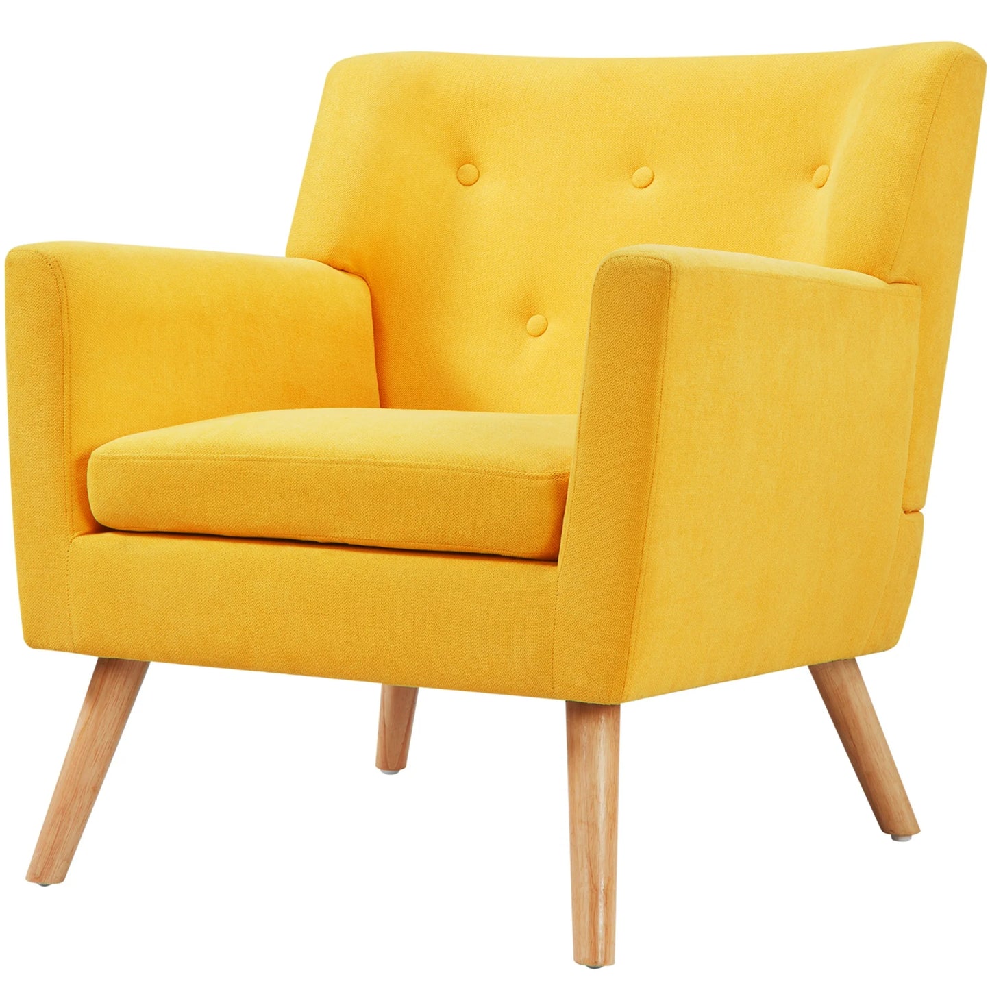 TrumanPick Accent Chair, Modern Upholstered Comfy Sofa Chairs, Fabric Mid-Century Armchair Button Tufted Lounge Chair for Living Room, Bedroom, Yellow