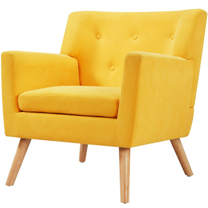 TrumanPick Accent Chair, Modern Upholstered Comfy Sofa Chairs, Fabric Mid-Century Armchair Button Tufted Lounge Chair for Living Room, Bedroom, Yellow