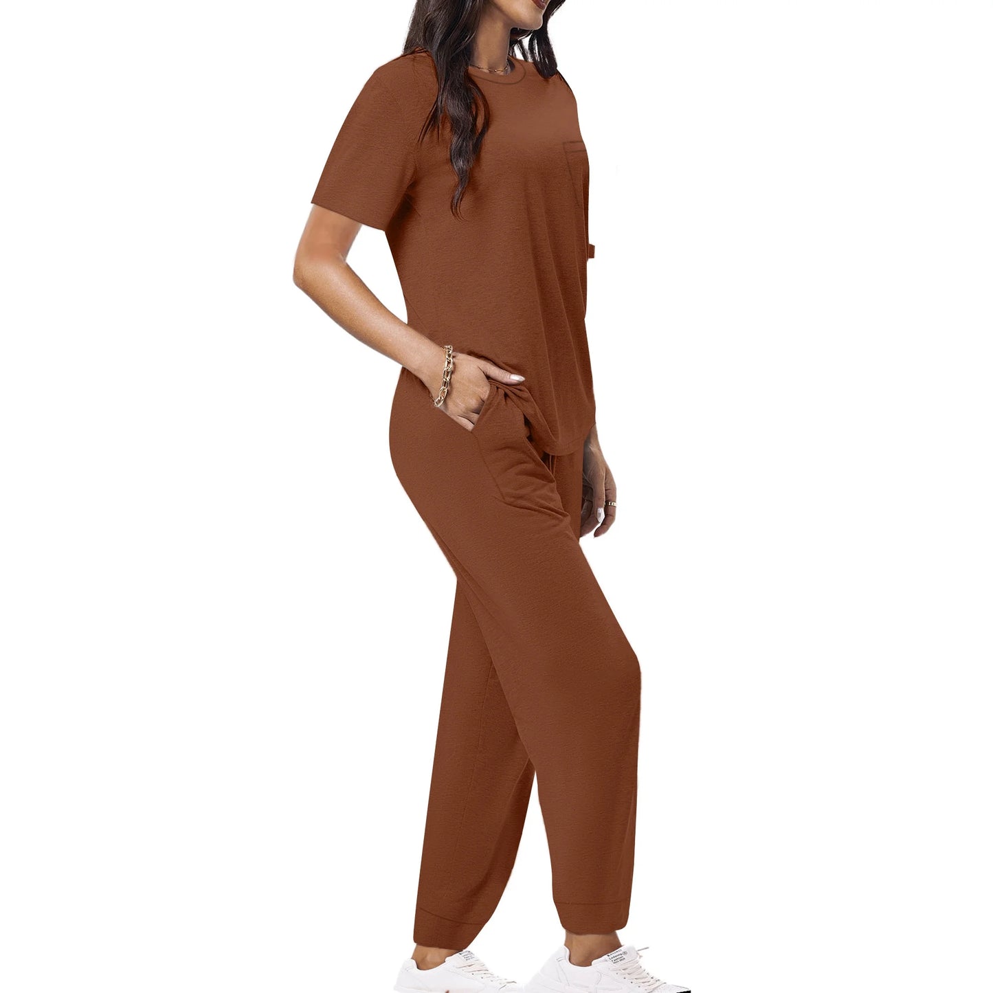 UVN Jogger Sets for Women Sweatsuit 2 Piece Lounge Set Solid Outfits Sets Casual Tracksuits with Pockets