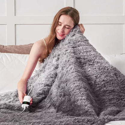 Inhand Heated Blanket Electric Throw - 50"x60" Gradient Gray Flannel Heating Blanket Throw Auto-Off 10 Heat Level Over-Heat Protection