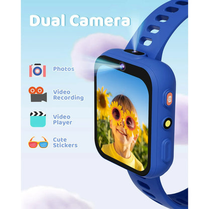 BIGGERFIVE Smart Watch for Kids with Dual Cameras, 30 Puzzle Games, Video & Music Player, Audiobooks, Flashlight, Pedometer, Calculator, Educational Toys Birthday Gifts for Girls Ages 4-10 Lilac