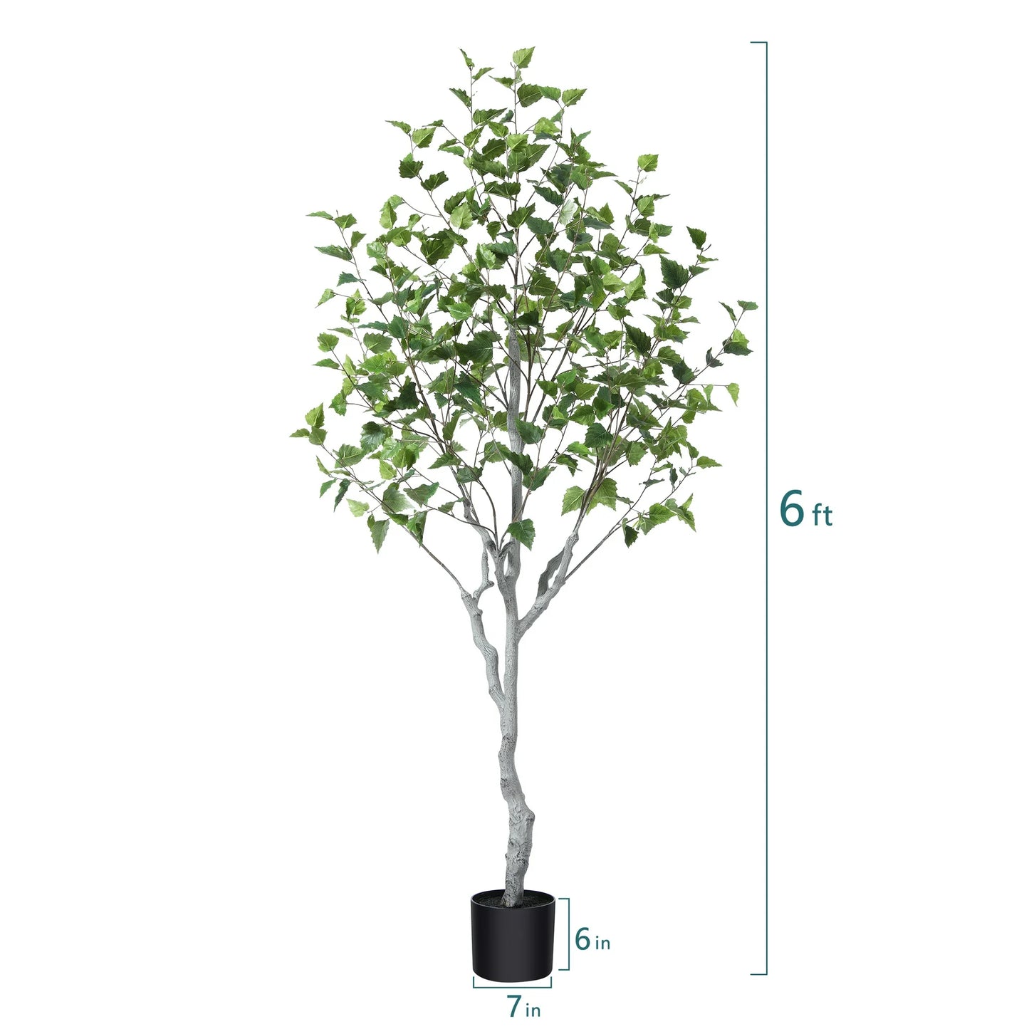 6ft Fake Plastic Betula Tree in Pot, Pre Potted Faux Greenry Plant for Home Decor Office House Living Room Indoor Outdoor, Big Fake Plants Fake House Plants
