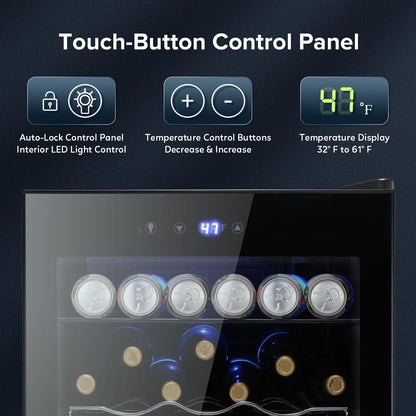 Auseo 145 Cans Beverage Refrigerator Cooler, Black Glass Door, Adjustable Shelf, Bar/Office/Home, Black