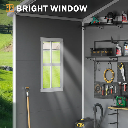 UDPATIO Outdoor Storage Shed 5x3 FT, Resin Garden Shed for Backyard, Patio, Lawn, Grey & White