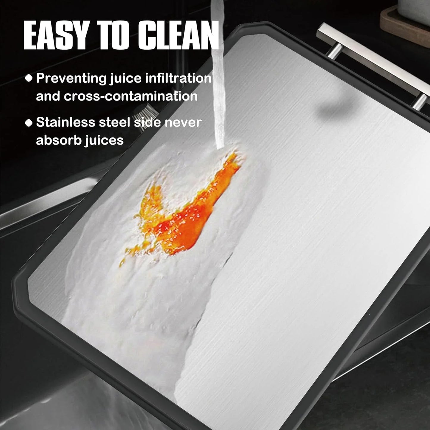 Stainless Steel Cutting Board,Double Sided Steel Cutting Board for kitchen,Stainless Steel/Wheat straw pp Large Cutting Board for meat,Dishwasher Safe,non toxic Chopping Board,16 * 11 Inch