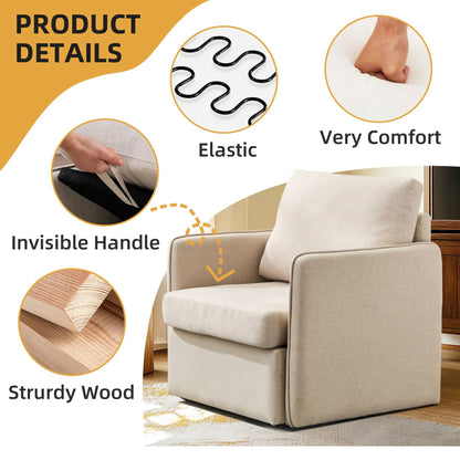 Swivel Accent Chair Modern Sofa Chair with Storage Reading Barrel Chiar Armchair For Living Room Chairs For, Bedroom, Beige