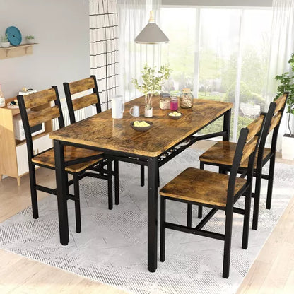 Hooseng Dining Table Set for 4, 5-Piece Kitchen Table Chairs Set, Rectangle Dining Room Table Set with Four Chairs and Wooden Table Top