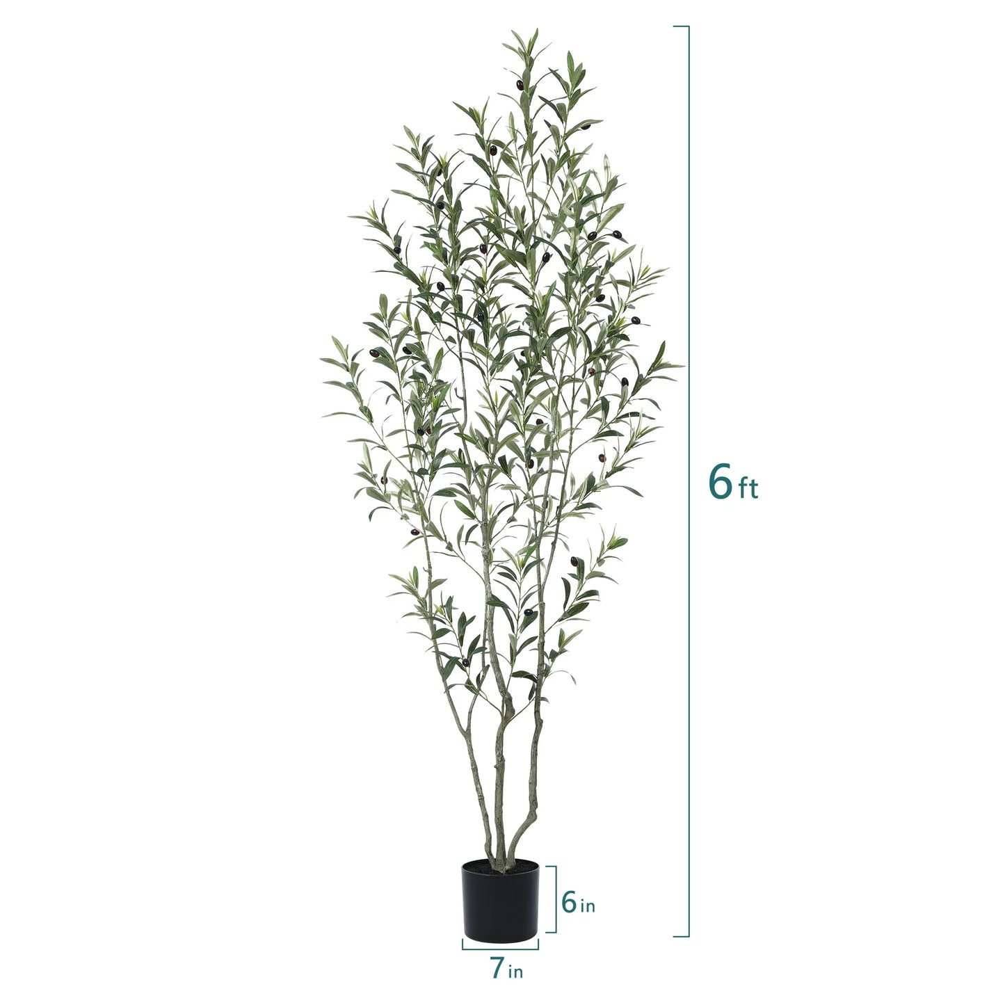 6ft Fake Plastic Olive Tree in Pot, Pre Potted Faux Greenry Plant for Home Decor Office House Living Room Indoor Outdoor, Big Fake Plants Fake House Plants